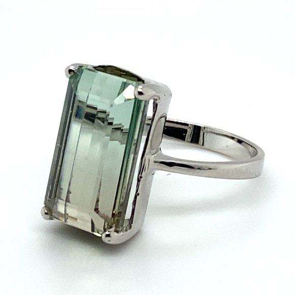 Bi Color Tourmaline 12.20ct Solid 14K White Gold Ring - Picture 3 of 6
